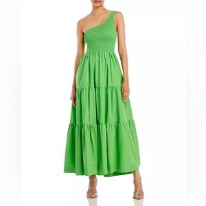S/w/f one shoulder smocked cotton maxi dress